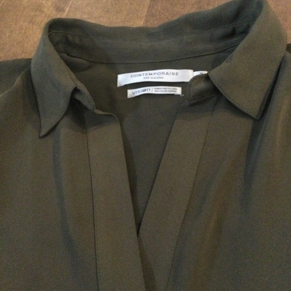 Womens green v-neck top - Picture 2 of 4